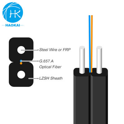 سلك الفولاذ LSZH FTTH قطرة كابل داخلي قطرة كابل الألياف الضوئية GJXH G657a1