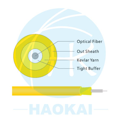 كابل ضوئي داخلي أحادي النواة بسيط 3mm GJFJV G652D SM Fiber