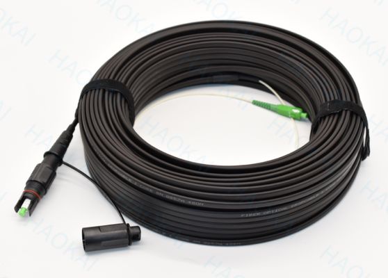 IP67 IP68 عازل المياه التصحيح سلك إسقاط كابل الألياف الضوئية مع SC / APC المرفق