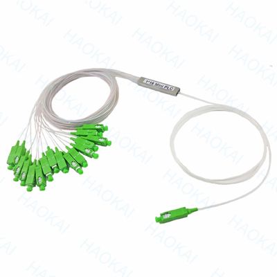 1x2 SC APC Fiber Optic PLC Splitter FTTH الأنابيب الفولاذية المصغرة بدون موصل
