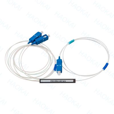 1x2 SC APC Fiber Optic PLC Splitter FTTH الأنابيب الفولاذية المصغرة بدون موصل