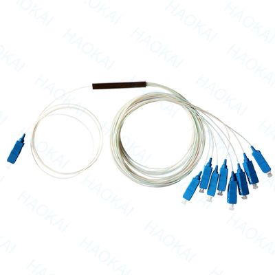 1x2 SC APC Fiber Optic PLC Splitter FTTH الأنابيب الفولاذية المصغرة بدون موصل