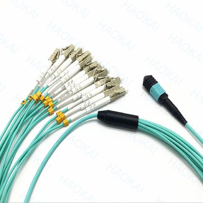 بريك أوت MPO OM3 كابل التصحيح LC رابط كابلات التصحيح الألياف الضوئية متعددة الأوضاع