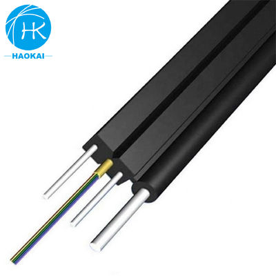 كابل قطرة FTTH 2core 6core كابل ألياف ضوئية مسطحة مع سلك الفولاذ الأراميد الأنبوب المركزي
