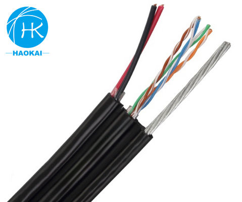كابل UTP للخارج CAT5E كابل LAN النحاس النقي مع الطاقة والرسالة