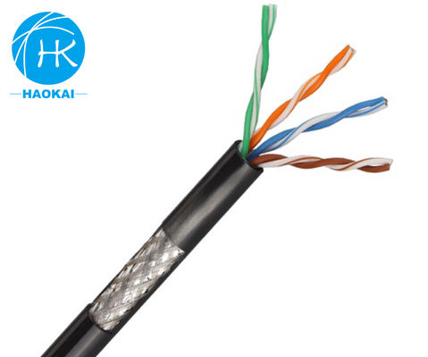 UTP CAT5E كابل LAN الخارجي عزل HDPE صلب مع رسالة