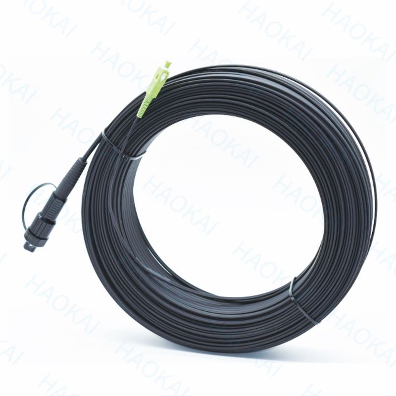 SC APC FTTA كابل الألياف الضوئية 5.0mm G657A2 LSZH 5M سلك التصحيح الأسود
