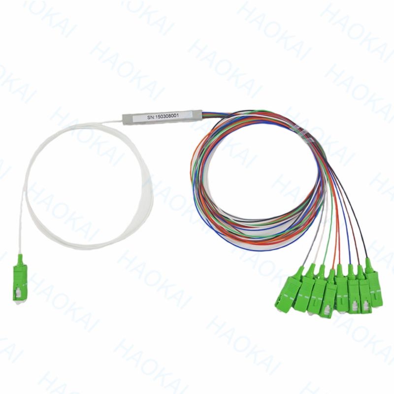 FTTH 1x4 1x8 Fiber PLC Splitter أنبوب فولاذي صغير مع وصلة SC APC