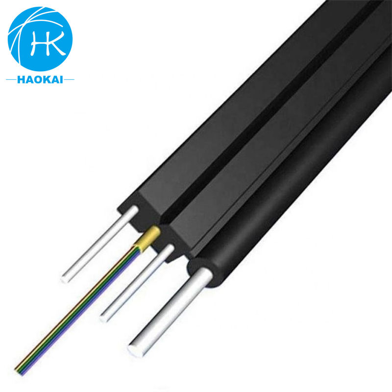 كابل قطرة FTTH 2core 6core كابل ألياف ضوئية مسطحة مع سلك الفولاذ الأراميد الأنبوب المركزي